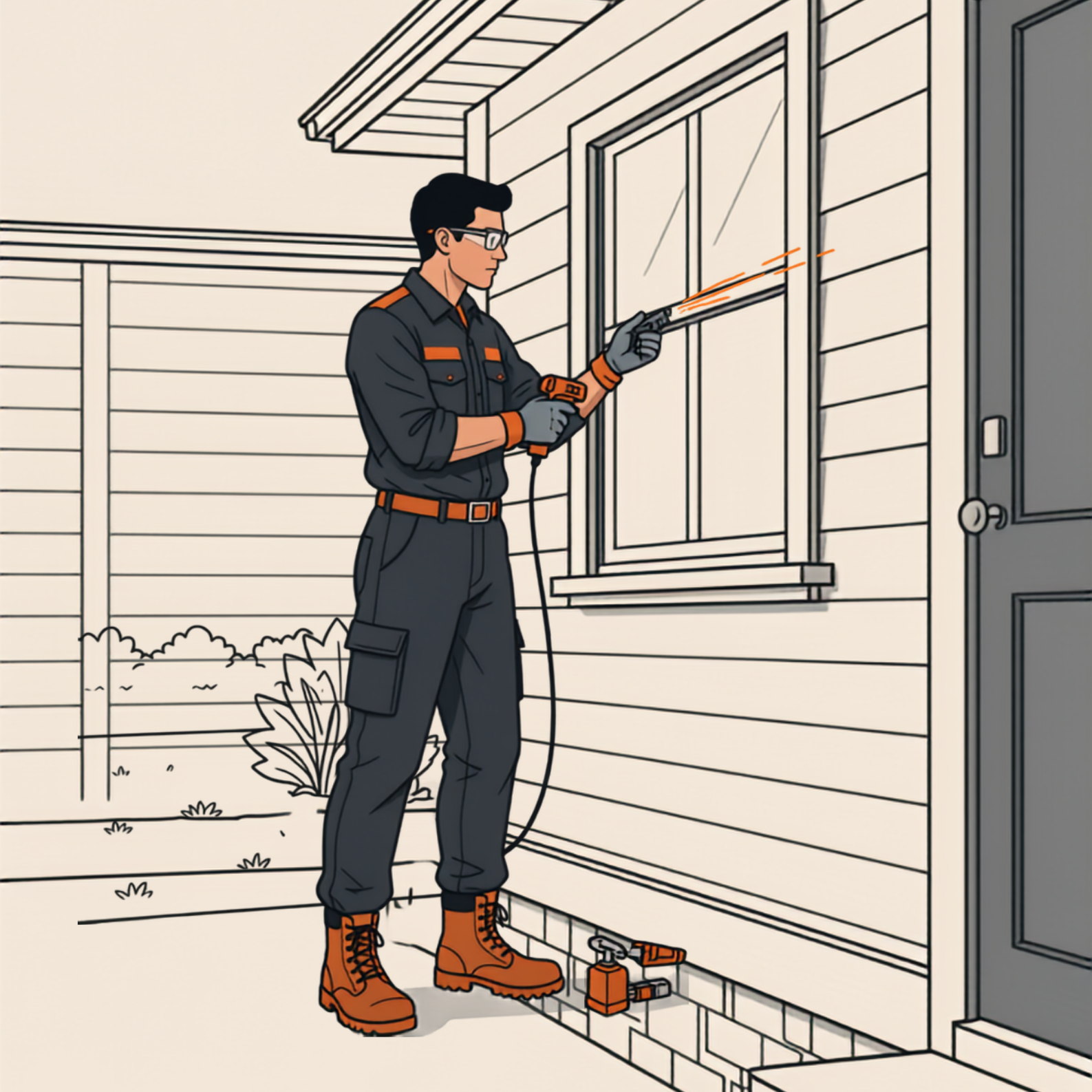 Pest-Control Technician at Work Outside Home (1587 x 1587 px)